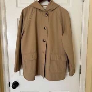 Sezane Camel Utility Jacket with Hood
